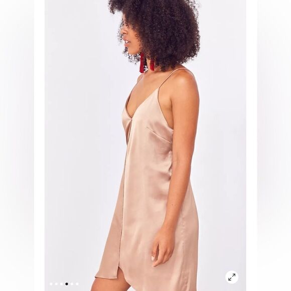 NWT Urban Outfitters Satin Tie Back Slip Dress Bronze Size Small - Picture 5 of 16